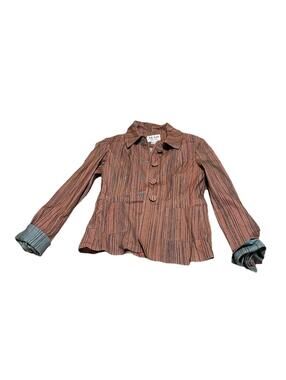 An Ren New York Rayon Cotton  bohemian Abstract Embroidered Ruffle Jacket H96